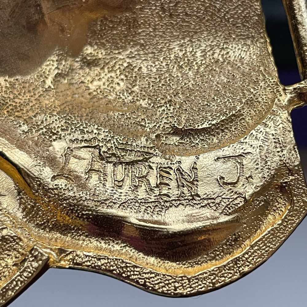 80s Black & Gold Oyster Statement Buckle Belt - Picture 15 of 15